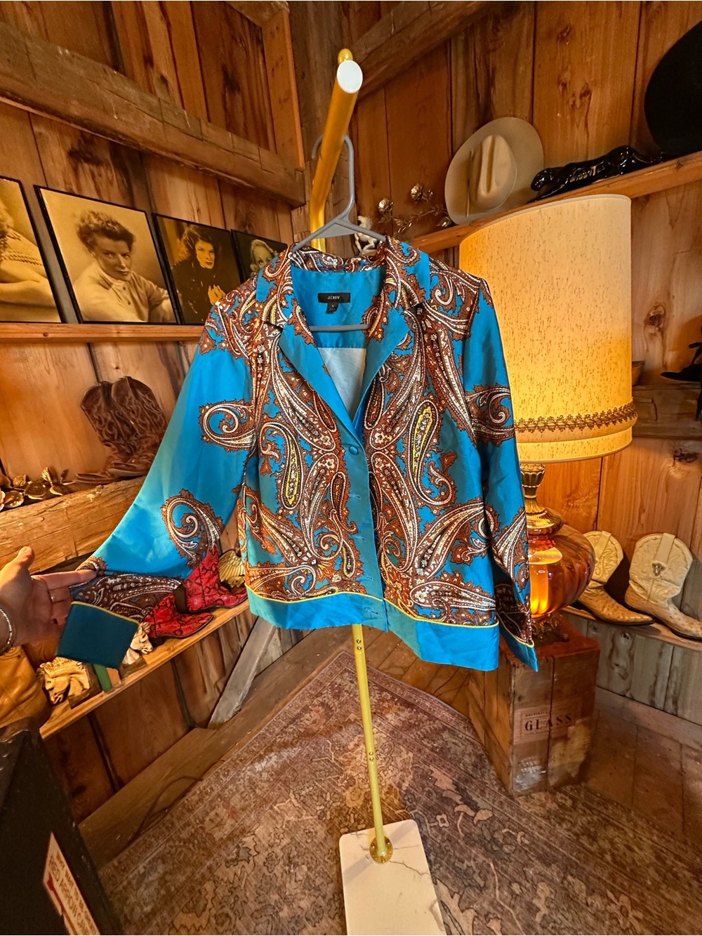 J. Crew Turquoise Paisley Button-Up Jacket